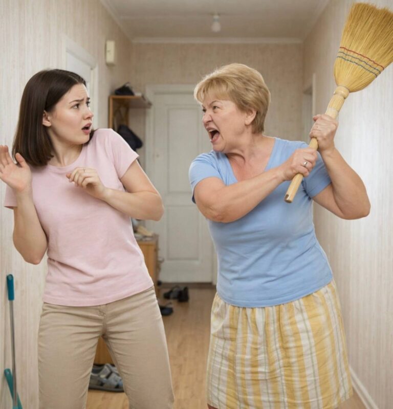 „Tko tako mete, smotanačo?” — svekrva me udarila metlom po ruci.Deset minuta kasnije ona i njezin sin već su stajali na stubištu sa svojim stvarima. - featured image