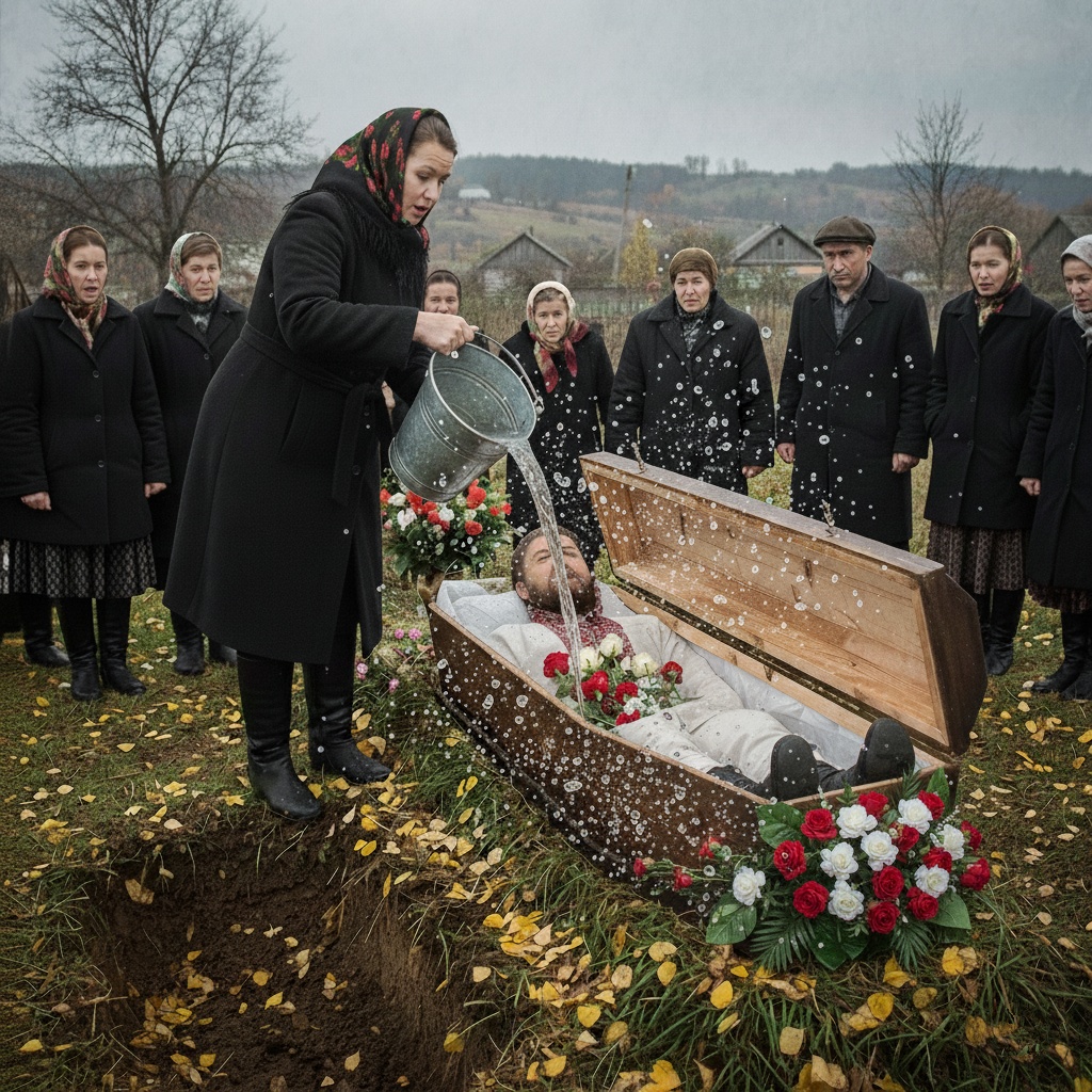 Žena je prišla kovčegu svog muža i izlila sadržaj kante na njegovo lice. Samo sekundu kasnije svima se krv sledila od onoga što se dogodilo…..😲😲😲 - featured image