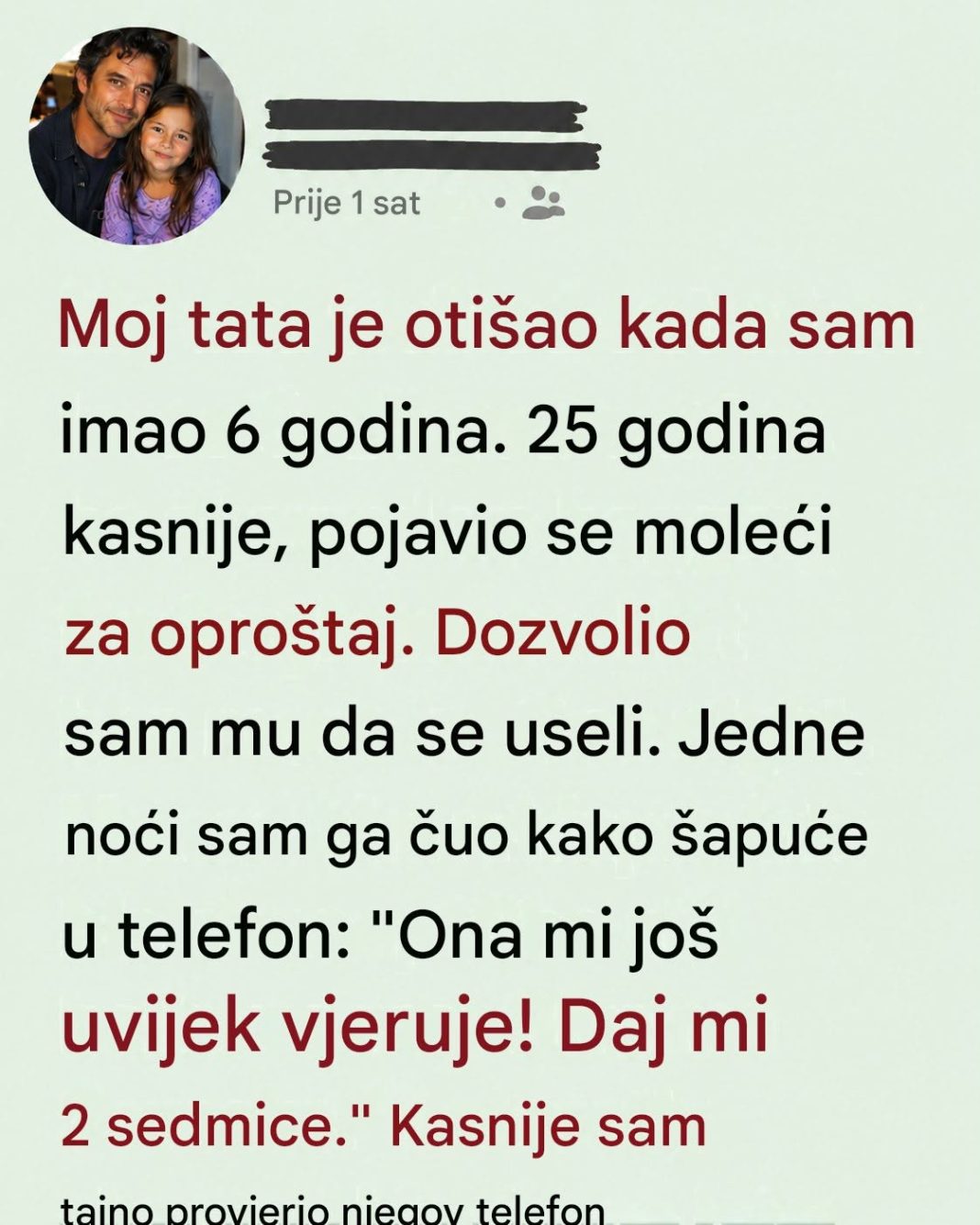 Skrivena istina na ekranu telefona: Otac me je napustio kada sam imala 6 godina, a nakon dve i po decenije se vratio moleći za oproštaj - featured image