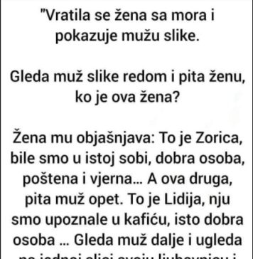 “Vratila se žena sa mora i pokazuje mužu slike” “Vratila se žena sa mora i pokazuje mužu slike” - featured image